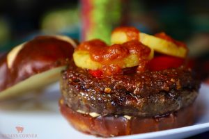 high on fire burger from kumas corner made with schweid and sons ground beef